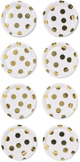 Hema Gebaksbordjes ⌀17.5cm papier stippen goud - 8 stuks (goud)