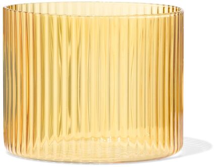 Hema Glas voor geurkaars ⌀10x8.5cm ribbel geel (geel)