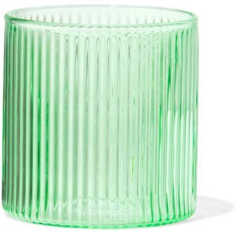 Hema Glas voor geurkaars ⌀6.5x6.5cm ribbel groen (groen)