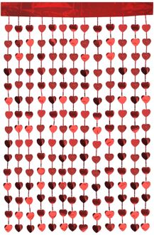 Hema Glitter gordijn hartjes rood (rood)