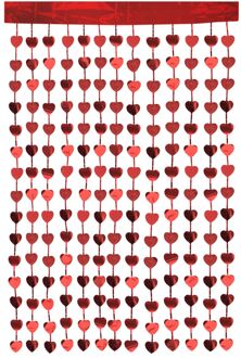 Hema Glitter gordijn hartjes rood
