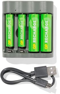Hema GP batterij lader met 4 AA batterijen