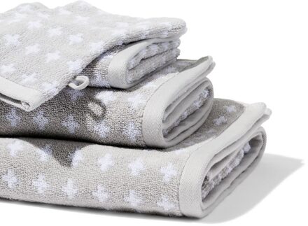 Hema Handdoeken - zware kwaliteit - kruisje lichtgrijs (lichtgrijs) - 5220042