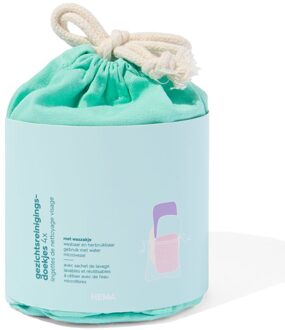 Hema Herbruikbare gezichtsreinigingsdoekjes met was- en bewaarzakje 8cm - 4 stuks