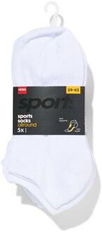 Hema Heren enkelsokken sport - 5 paar wit (wit) - 43/46