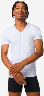 Hema Heren Ondershirt Slim Fit V-hals Naadloos - 2 Stuks Wit (wit) - M