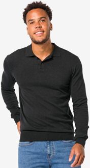 Hema Heren polo gebreid donkergrijs (donkergrijs) - M