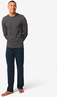 Hema Heren Pyjama Met Strepen Katoen Donkerblauw (donkerblauw) - XL