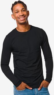 Hema Heren Shirt Slim Fit O-hals Lange Mouw Zwart (zwart) - XL