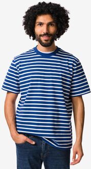 Hema Heren T-shirt Elias regular fit strepen blauw (blauw) - M