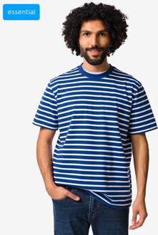Hema Heren T-shirt Elias relaxed fit strepen blauw (blauw) - M