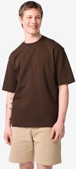 Hema Heren T-shirt Job oversized fit donkerbruin (donkerbruin) - XS