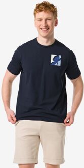 Hema Heren T-shirt Met Rug Opdruk Donkerblauw (donkerblauw) - L
