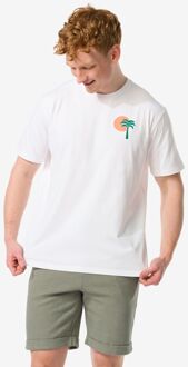 Hema Heren T-shirt Met Rug Opdruk Wit (wit) - XL