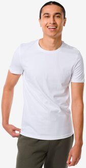 Hema Heren T-shirt Regular Fit O-hals - 2 Stuks Wit (wit) - M