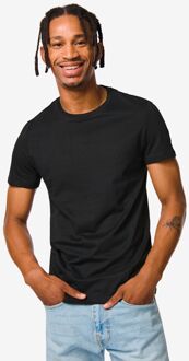 Hema Heren t-shirt regular fit o-hals - 2 stuks zwart (zwart) - M