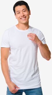 Hema Heren T-shirt Regular Fit O-hals Extra Lang - 2 Stuks Wit (wit) - M