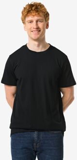 Hema Heren t-shirt regular fit o-hals extra lang - 2 stuks zwart (zwart) - M