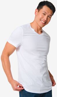 Hema Heren T-shirt Regular Fit V-hals - 2 Stuks Wit (wit) - L