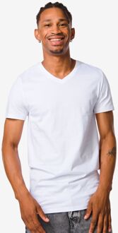 Hema Heren T-shirt Regular Fit V-hals Extra Lang - 2 Stuks Wit (wit) - XL