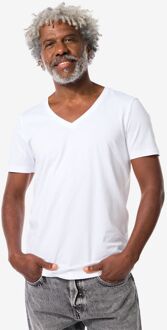 Hema Heren T-shirt Slim Fit Diepe V-hals Wit (wit) - XL