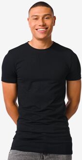 Hema Heren T-shirt Slim Fit O-hals Extra Lang Zwart (zwart) - XL