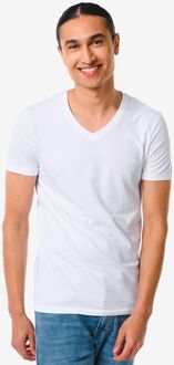 Hema Heren T-shirt Slim Fit V-hals Bamboe Wit (wit) - XL