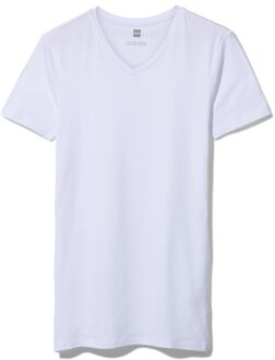 Hema Heren T-shirt Slim Fit V-hals Extra Lang Bamboe Wit (wit) - M