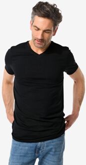 Hema Heren T-shirt Slim Fit V-hals Extra Lang Zwart (zwart) - XL
