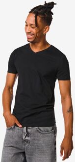 Hema Heren T-shirt Slim Fit V-hals Zwart (zwart)