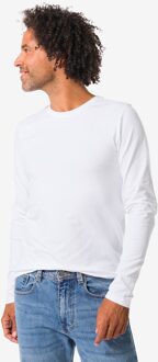 Hema Heren T-shirts lange mouw slimfit o-hals - 2 stuks wit (wit) - XXL
