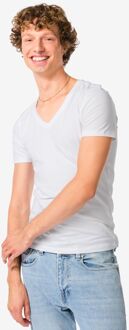 Hema Heren T-shirts slim fit diepe v-hals - 2 stuks wit (wit) - M