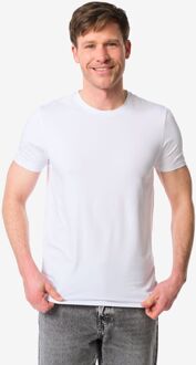 Hema Heren T-shirts slim fit o-hals - 2 stuks wit (wit)