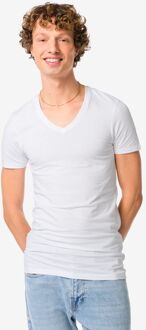 Hema Heren T-shirts slimfit diepe v-hals extra lang - 2 stuks wit (wit) - XXL