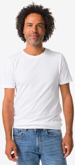 Hema Heren T-shirts slimfit o-hals extra lang - 2 stuks wit (wit) - XL