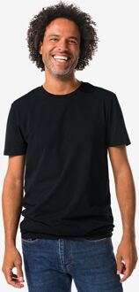 Hema Heren T-shirts slimfit o-hals extra lang - 2 stuks zwart (zwart)