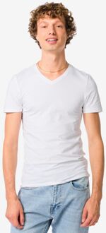 Hema Heren T-shirts slimfit v-hals - 2 stuks wit (wit)