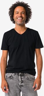 Hema Heren T-shirts slimfit v-hals - 2 stuks zwart (zwart) - L