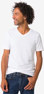 Hema Heren T-shirts slimfit v-hals extra lang - 2 stuks wit (wit)