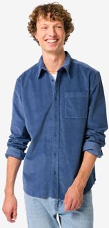 Hema Herenoverhemd Amir corduroy middenblauw (middenblauw)