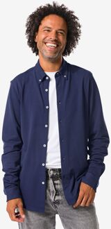 Hema Herenoverhemd Billy pique donkerblauw (donkerblauw) - L