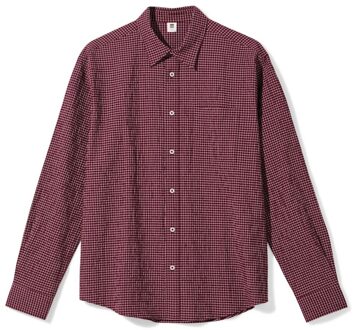 Hema Herenoverhemd Maurice seersucker blokken bordeauxrood (bordeauxrood) - XL