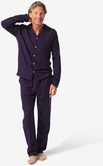 Hema Herenpyjama flanel strepen donkerrood (donkerrood) - M
