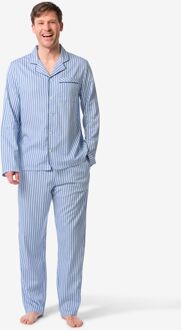 Hema Herenpyjama Palle poplin strepen middenblauw (middenblauw) - XL