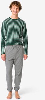Hema Herenpyjama strepen donkergroen (donkergroen) - XL