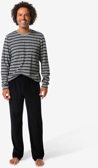 Hema Herenpyjama terry strepen zwart (zwart) - L