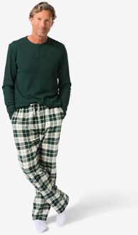 Hema Herenpyjama wafel flanel groen (groen) - XL