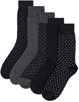 Hema Herensokken grafisch - 5 paar zwart (zwart) - 39/42