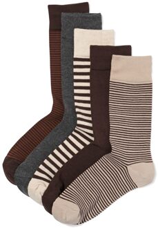 Hema Herensokken strepen - 5 paar taupe (taupe) - 39/42