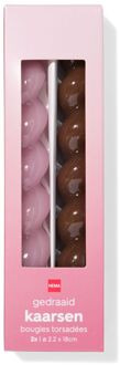 Hema Huishoudkaarsen ⌀2.2x20cm draai roze - 2 stuks (roze)
